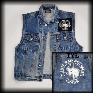 Kamizelka jeansowa Crass L DIY punk  