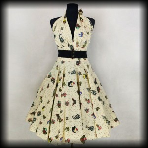 Sukienka Pin Up pirackie tatuaże M Tiki Shop żółta