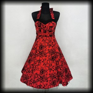 Sukienka Pin Up Hearts & Roses S/M czerwona old school