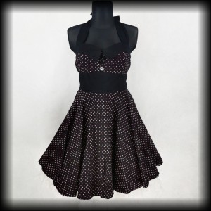 Sukienka Pin Up 3XL czarna w różowe groszki 