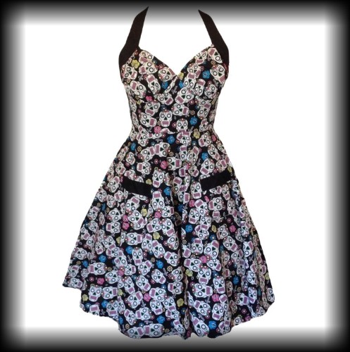 Sukienka Pin Up Hell Bunny M Sugar Skull Czaszki.jpg