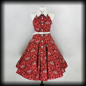 Sukienka Pin Up Hell Bunny Vixen S/M czerwona w czaszki