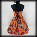 Sukienka Pin Up Punk S-L czaszki i róże gorsetowa pomarańczowa5.jpg