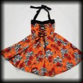 Sukienka Pin Up Punk S-L czaszki i róże gorsetowa pomarańczowa91.jpg