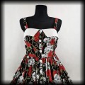 Sukienka Pin Up w czaszki i róże L Black Roses czarna3.jpg