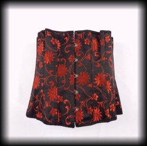 Gorset czarno czerwony S kwiaty