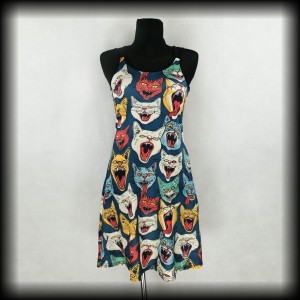 Sukienka rozkloszowana w miauczące koty S oversize