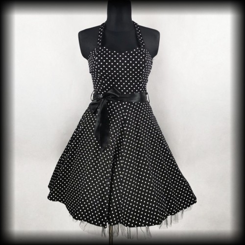 Sukienka Pin Up Hearts &amp; Roses M czarna w groszki.jpg