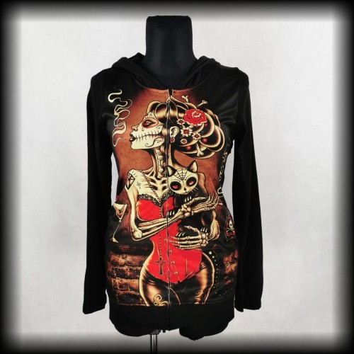 Bluza Heartless L dama z kotem Santa Muerte gorsetowa.jpg