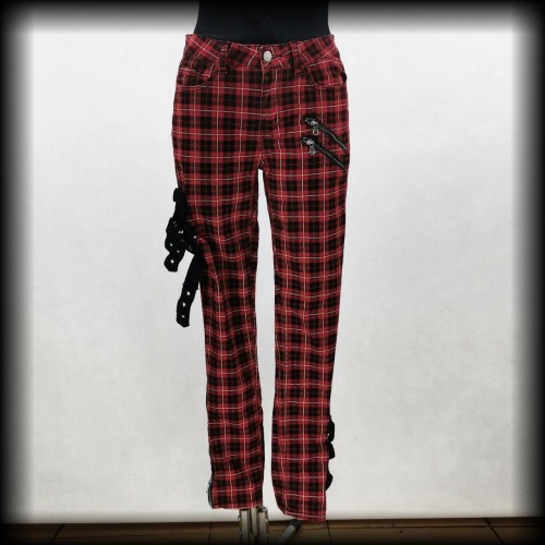 Spodnie Gothicana M (3032) Punk Goth krata klamry.jpg