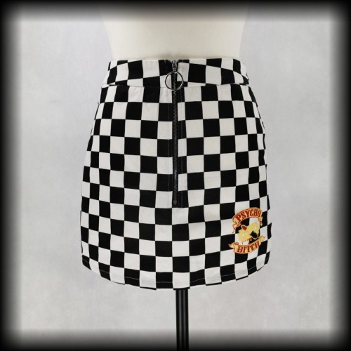 Spódnica mini XSS szachownica Psycho Bitch DIY.jpg