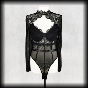 Body mesh z koronką S/M transparentne