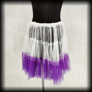 Halka tiulowa mini biało fioletowa L/XL hand made