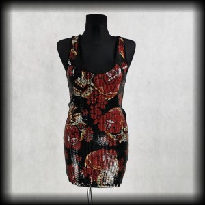 Sukienka Iron Fist M mini czaszki cekiny 