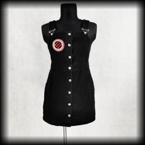 Sukienka mini ogrodniczka L Sometimes Antisocial Always Antifascist DIY