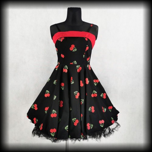 Sukienka Pin Up kości ala wisienki L Dead Threads.jpg