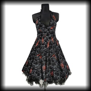 Sukienka w czachy M/L Akama rozkloszowana Punk Pin Up