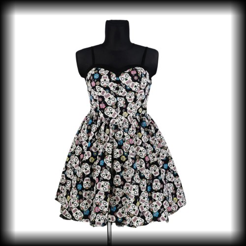 Sukienka mini Pin Up Hell Bunny M Sugar Skull Czaszki.jpg