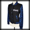 Bluza baseballówka XS Antifascists czarno niebieska zebra DIY3.jpg
