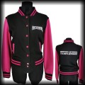 Bluza baseballówka L Antifascists czarno różowa DIY.jpg