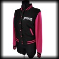 Bluza baseballówka L Antifascists czarno różowa DIY3.jpg
