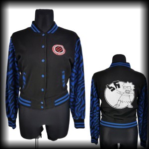 Bluza baseballówka XL Antifascist Lisa czarno niebieska zebra DIY 