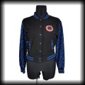 Bluza baseballówka XL Antifascist Lisa czarno niebieska zebra DIY2.jpg