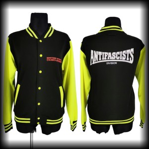 Bluza baseballówka L Antifascists czarno żółta DIY