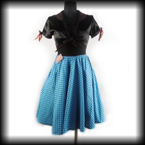 Spódnica Pin Up M L XL XXL niebieska w groszki