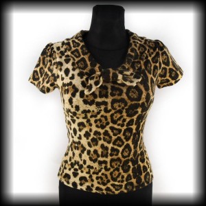 Bluzka Pin Up Collectif M sweterkowa w panterkę