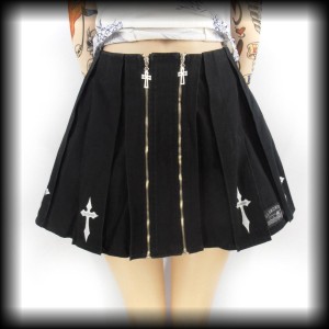 Spódnica mini plisowana XS/S punk goth krzyże