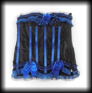 Gorset czarno niebieski M klimat burleski