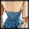 Sukienka Pin Up Voodoo Vixen S błękitna w grochy 5.JPG