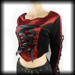 Bluzka gotycka L krótka z wiązaniem gorsetowym