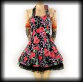 Sukienka Pin Up Punk H&amp;R S czarna mini czaszki róże.jpg