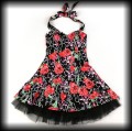 Sukienka Pin Up Punk H&amp;R S czarna mini czaszki róże5.jpg