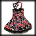 Sukienka Pin Up Punk H&amp;R S czarna mini czaszki róże8.jpg