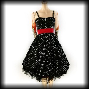 Sukienka Pin Up XS czarna w groszki 