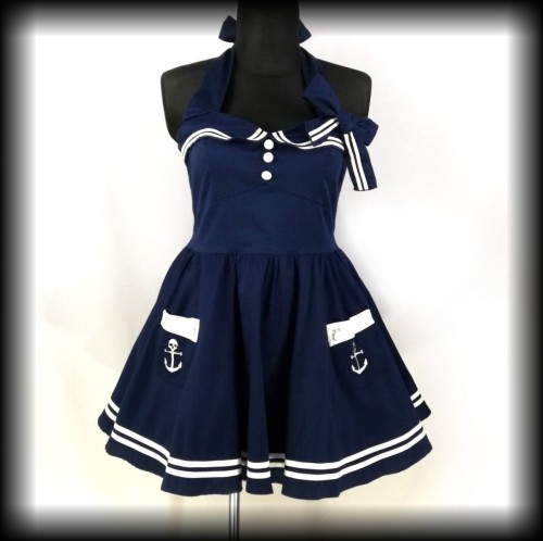 Sukienka Pin Up Hell Bunny XL marynarska piracka.jpg