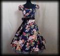 Sukienka Pin Up Hearts &amp; Roses r.XS granatowa w kwiaty