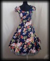 Sukienka Pin Up Hearts &amp; Roses r.XS granatowa w kwiaty