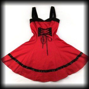 Sukienka H&R XS czerwona gorsetowa Pin Up Gothic