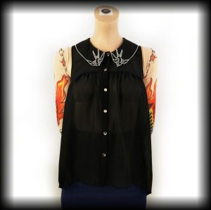 Bluzeczka retro S jaskółki old rockabilly