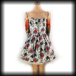 Sukienka mini Hell bunny  XS japońska w czaszki