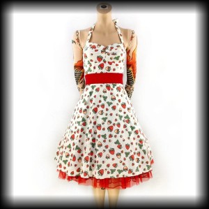 Sukienka Pin Up w truskawki S strawberry & cream