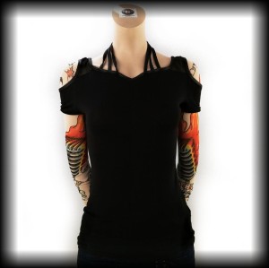 Bluzka gothic rock M wiązana na szyi