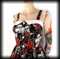 Sukienka Pin Up w czaszki i róże S Black Roses czarna3.jpg