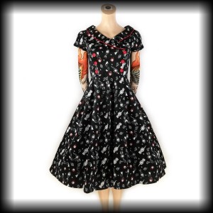 Sukienka Retro w koty M Voodoo Vixen zegary