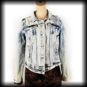 Kurtka jeansowa S/M dekatyzowana destroy 