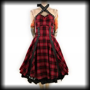 Sukienka Vixxsin w kratę M Pin Up Punk Gothic